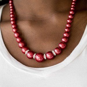 Party Pearls Red Necklace